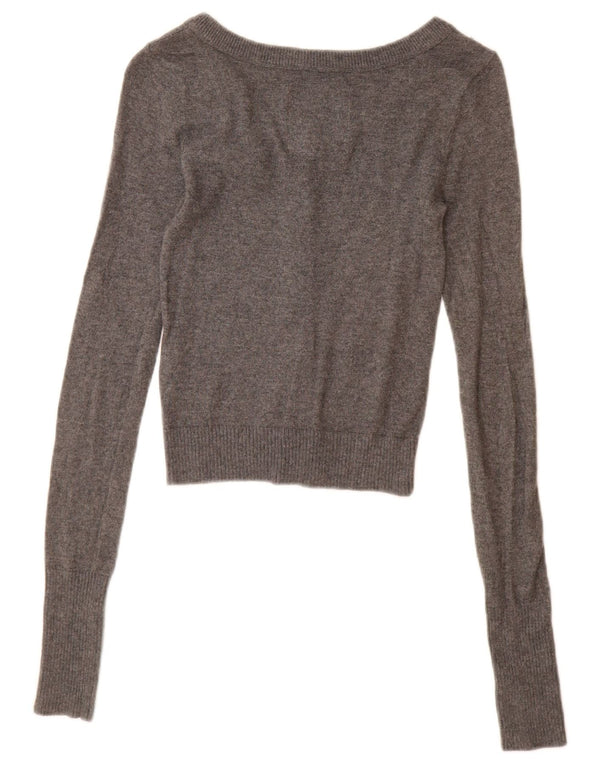 Pulover cardigan crop Abercrombie & Fitch pentru fete 11-12 ani mare gri