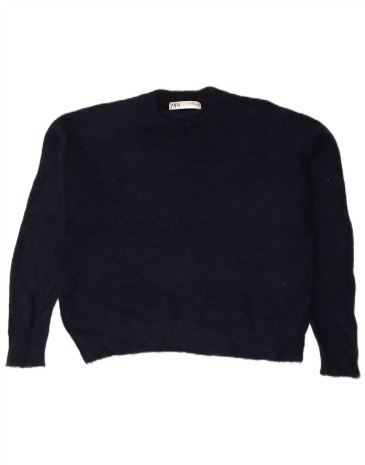 Pulover supradimensionat pentru femei Zara, cu gât crew, UK 10 Mic, bleumarin