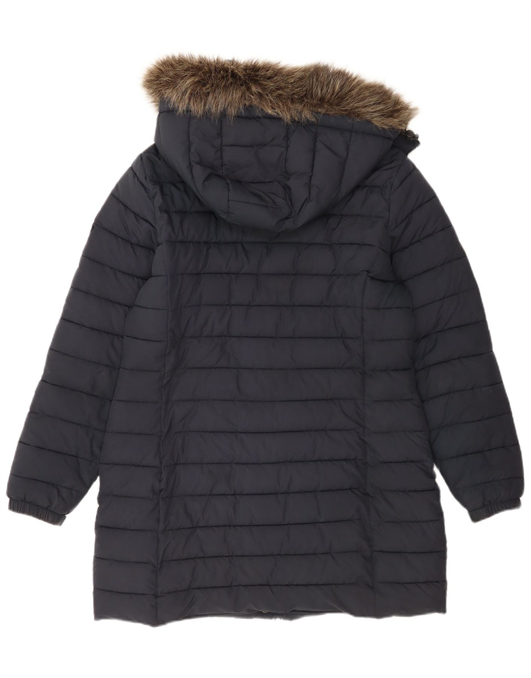 Palton căptușit cu glugă Superdry pentru femei UK 14 mare, poliester bleumarin