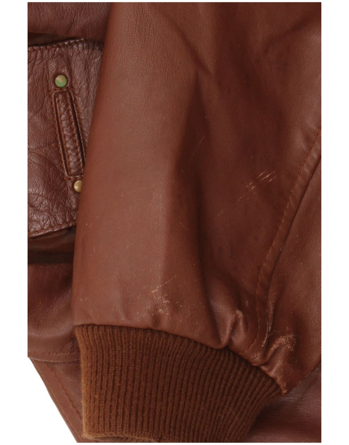 Jachetă Bomber din piele pentru bărbați AUTHENTIC UK 42 XL din piele maro