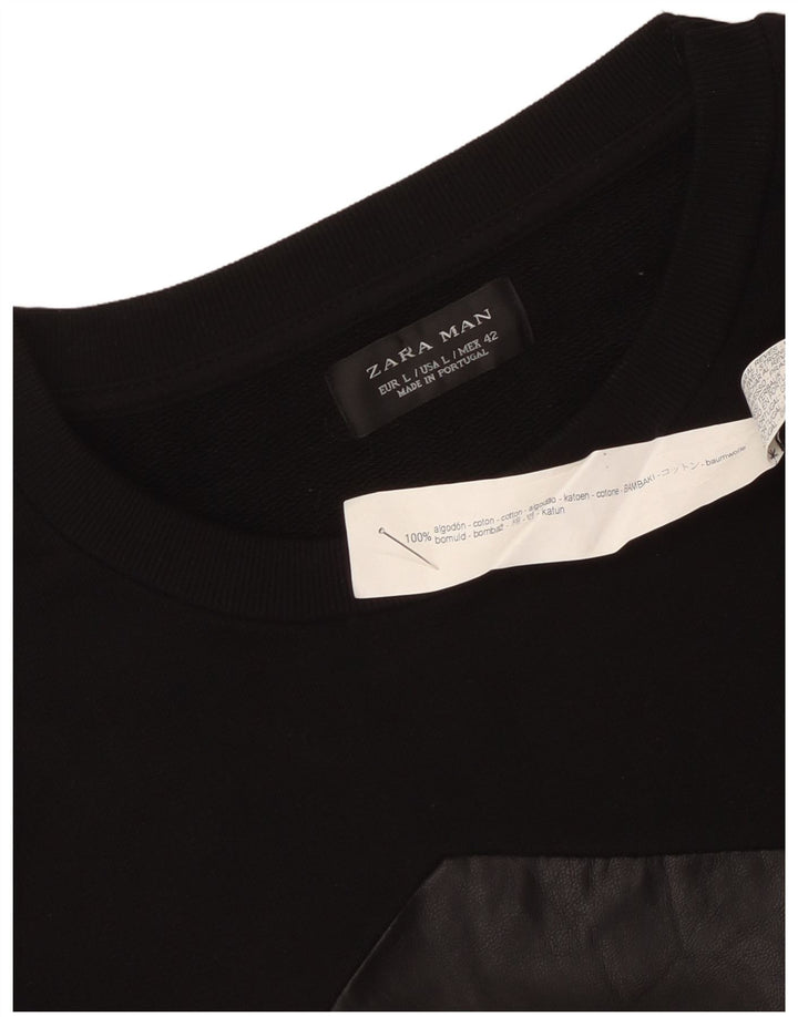 Pulover pentru bărbați Zara Pulover mare, negru, color block, bumbac