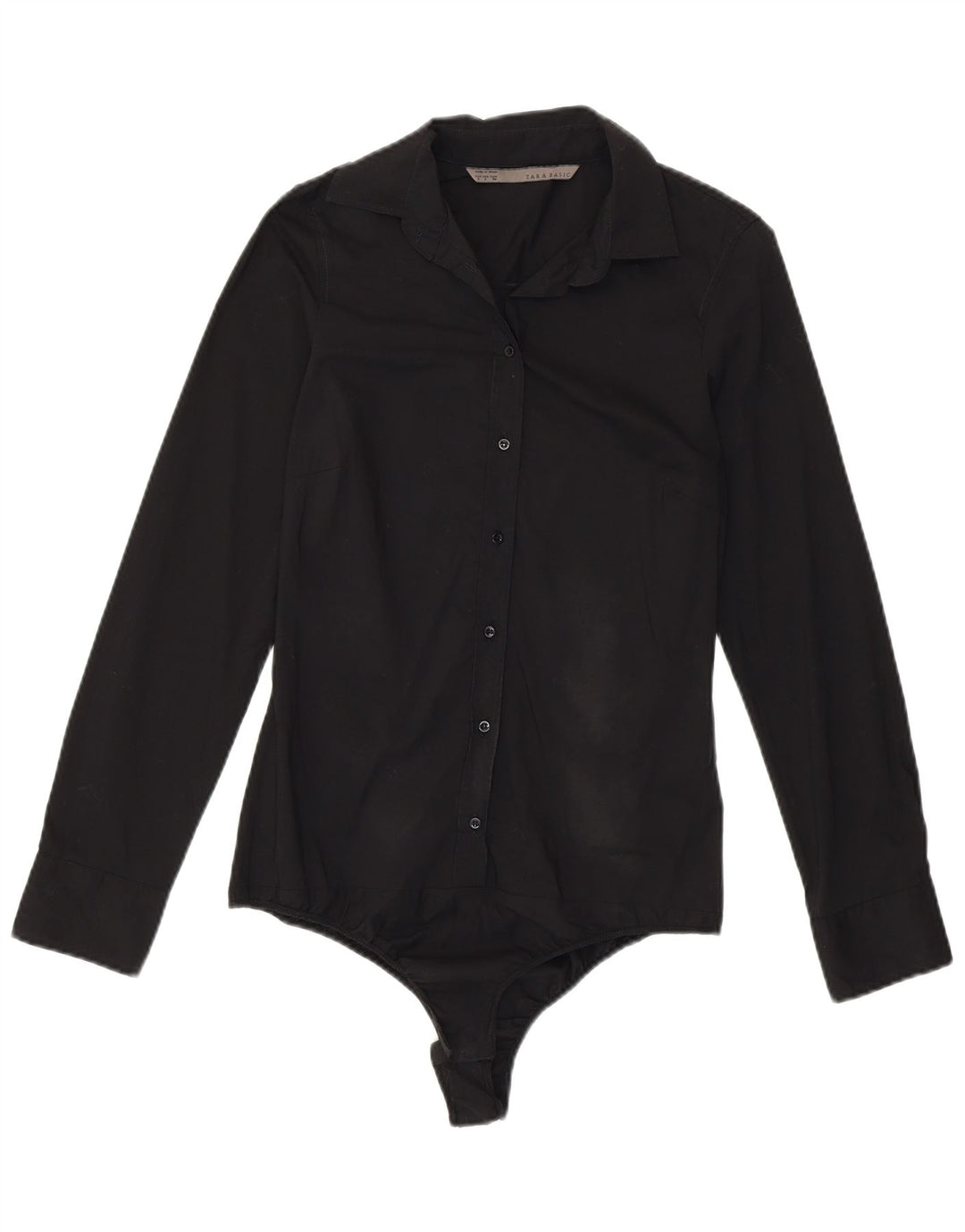 ZARA Womens Shirt Bodysuit UK 10 Small Black