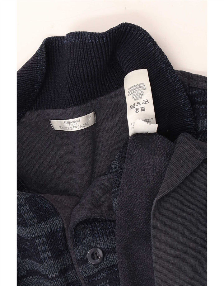 Hanorac pentru bărbați Marks & Spencer, cu gât polo, pulover mare, albastru bleumarin, caroserie