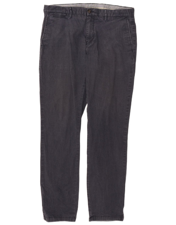 Tommy Hilfiger Mens Straight Chino Trousers W36 L32 Navy Blue Spotted