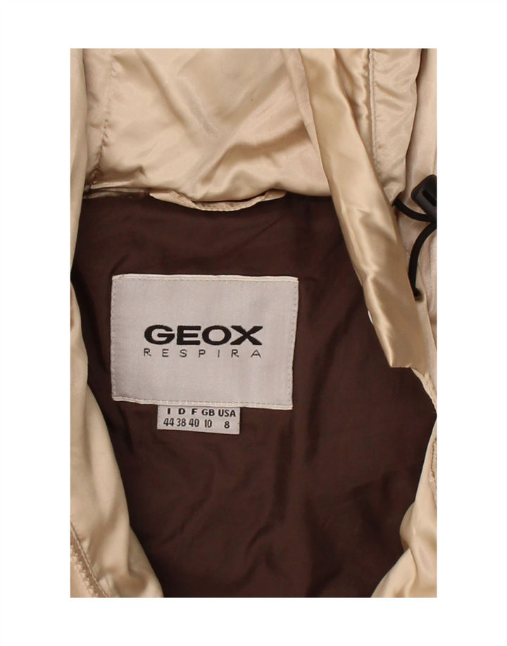 GEOX RESPIRA Womens Oversized Hooded Padded Jacket UK 10 Small Beige Vintage Geox Respira and Second-Hand Geox Respira from Messina Hembry 