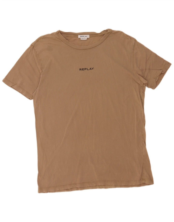 Tricou pentru bărbați Replay Top mare, bej, bumbac