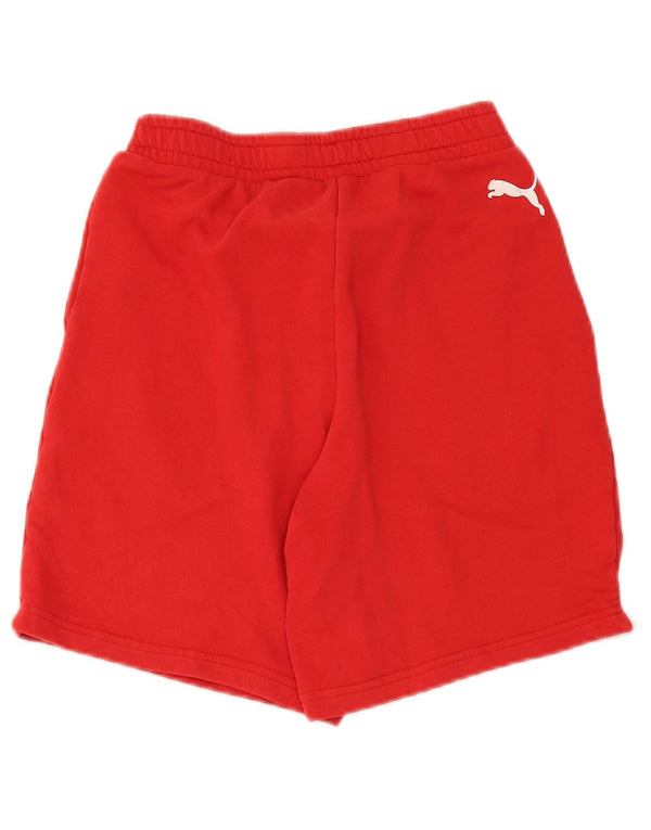 Pantaloni scurți sport Puma pentru băieți 13-14 ani, bumbac color bloc roșu