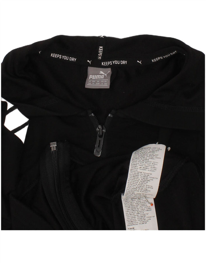 Pulover Puma Graphic Zip Hoodie pentru băieți 5-6 ani, bumbac negru