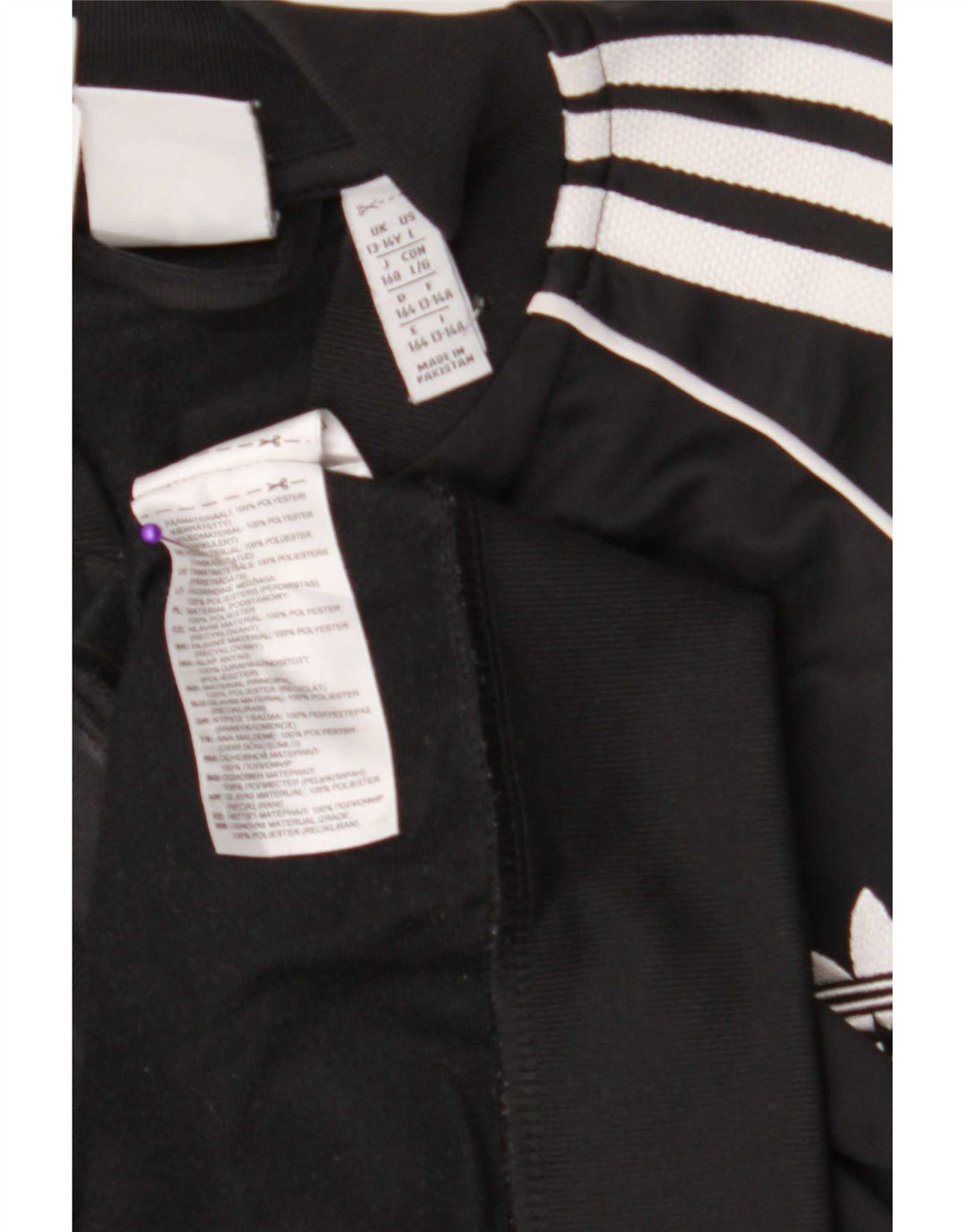 Adidas Boys Trening Top Jacket 13-14 Years Large Black Polyester