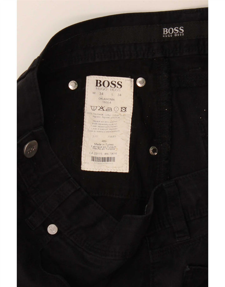 Blugi drepti pentru bărbați Hugo Boss W34 L34 bumbac negru