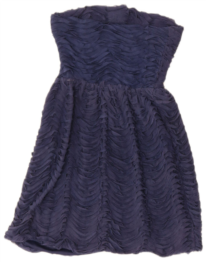 ZARA Womens Strapless Dress UK 12 Medium Navy Blue Polyamide
