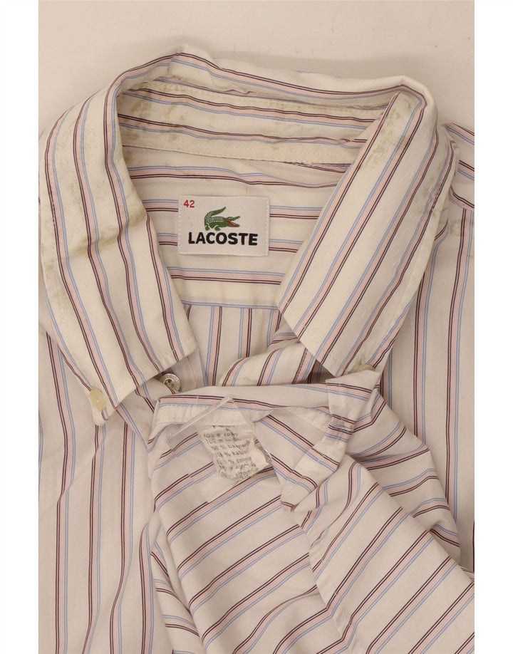 Camasa barbati Lacoste Marimea 42 Bumbac cu dungi albe mari