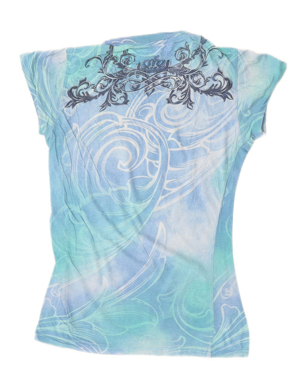 HARD ROCK CAFE Tricou grafic Couture pentru femei Top UK 8 Small Blue Tie Dye