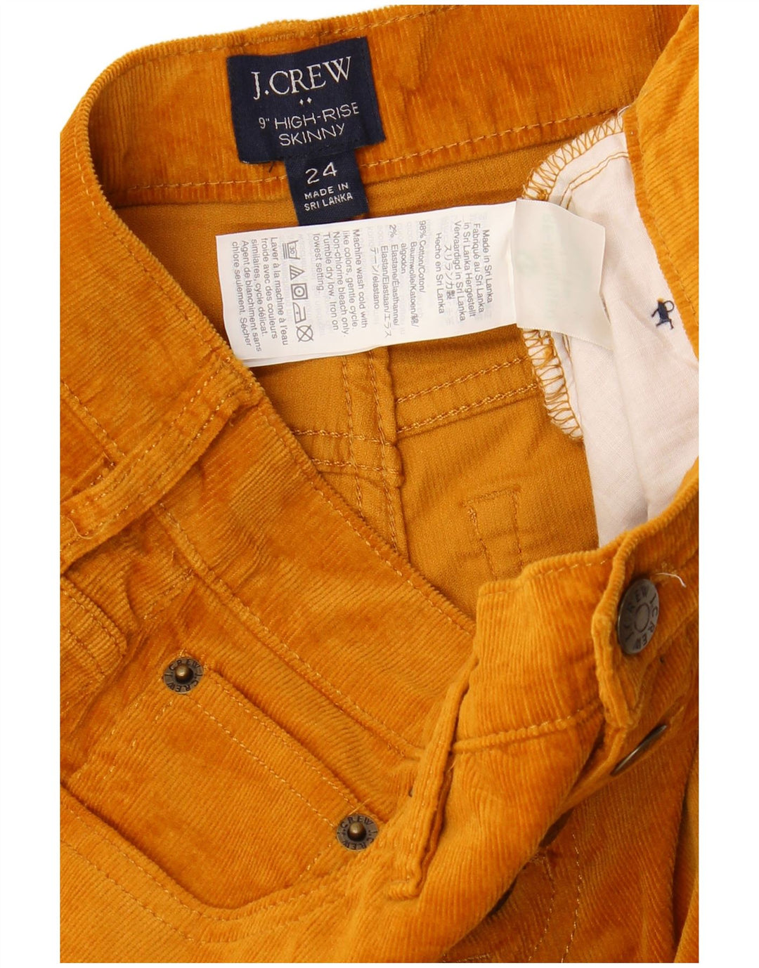 J. CREW Pantaloni skinny din velur cu talie înaltă pentru femei W24 L28 maro bumbac