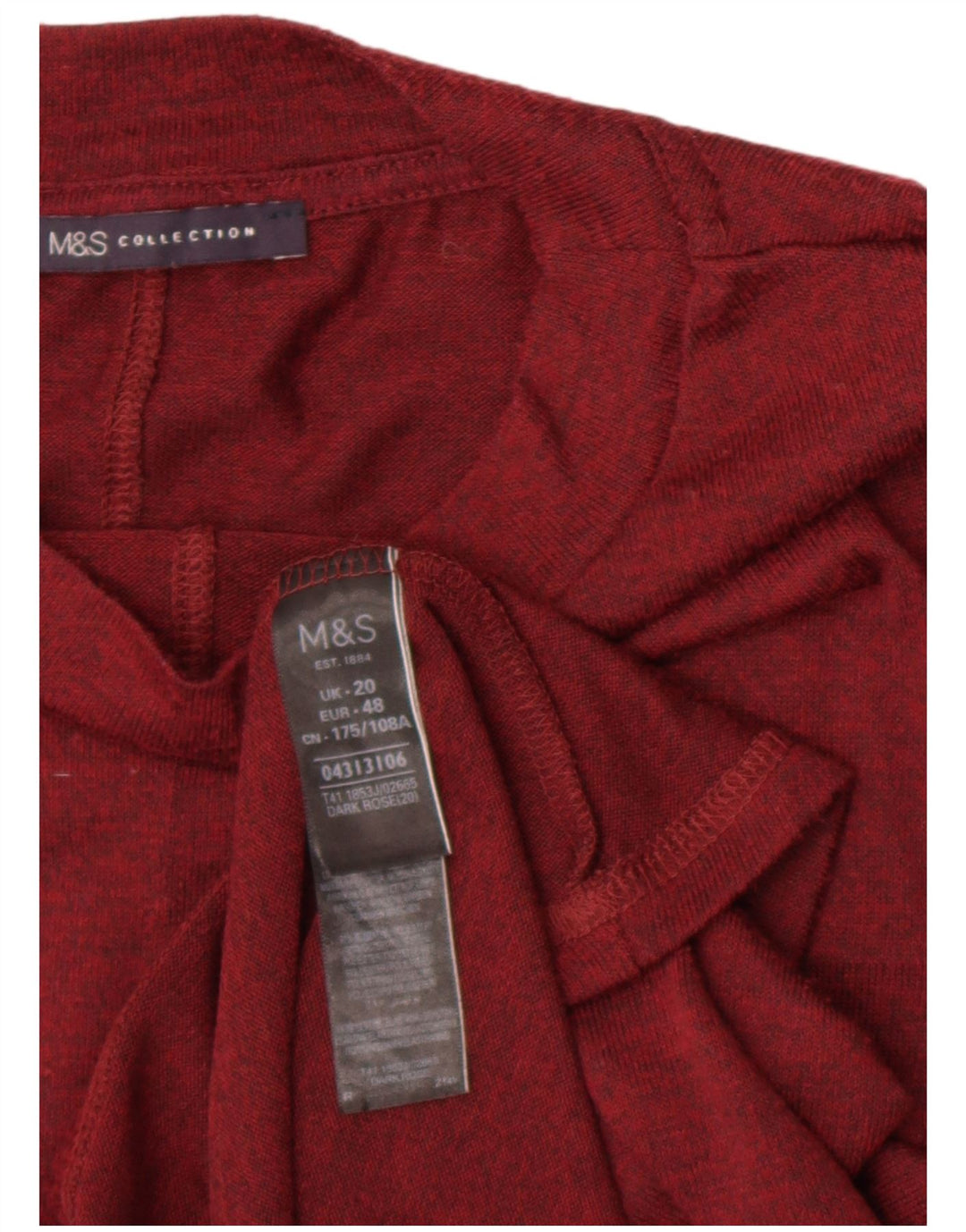 Marks & Spencer Top pentru femei cu mâneci 3/4 UK 20 2XL Bordeaux Poliester