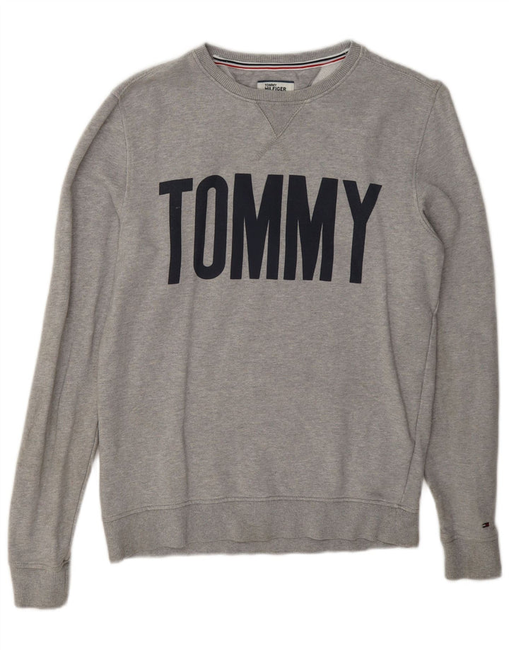 Hanorac grafic pentru bărbați Tommy Hilfiger Pulover mic, gri, bumbac cu pete