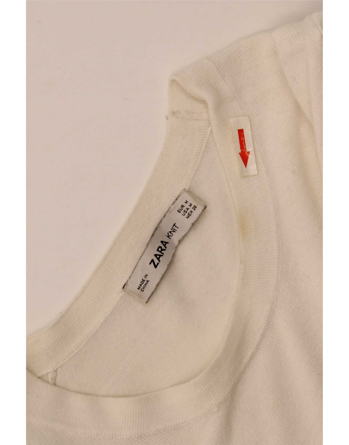 Pulover pentru femeie Zara cu gât de barcă UK 12 Medium White Viscose