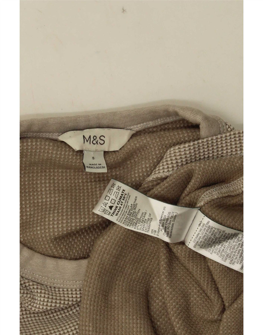 Bluză pentru bărbați Marks & Spencer cu mânecă lungă, mediu bej, bumbac