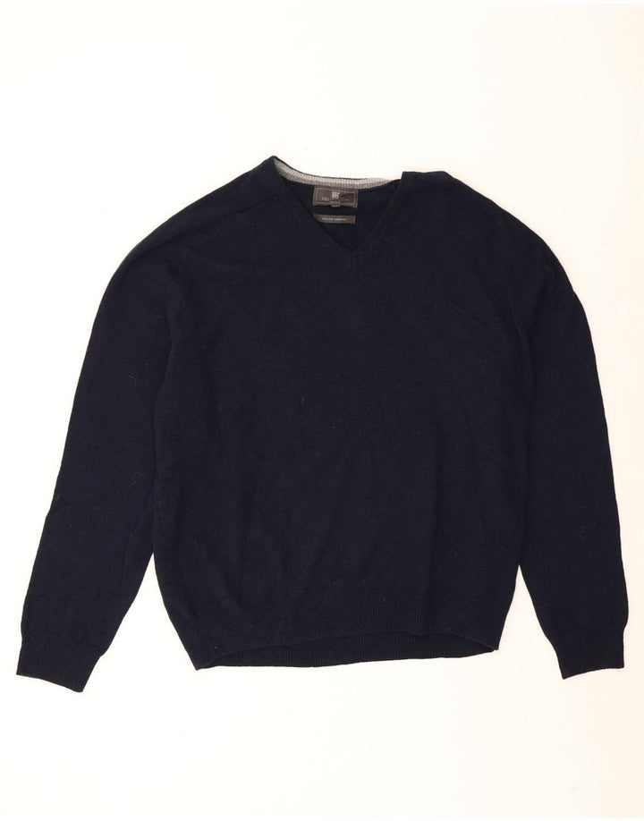Pulover cu decolteu în V Marks & Spencer pentru bărbați, XL, lână bleumarin