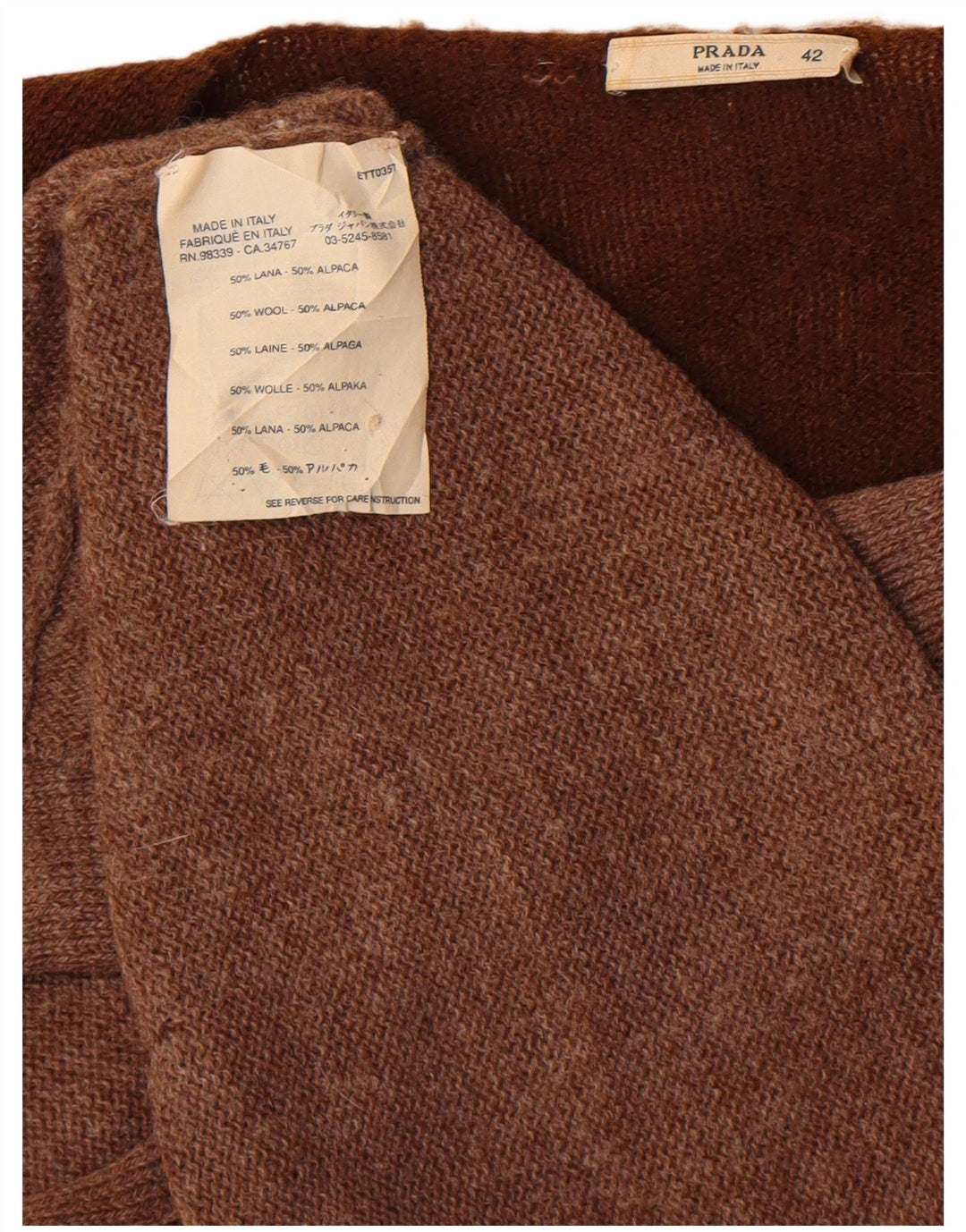 Pulover cardigan Prada pentru femei IT 42 Maro Mediu Lână Alpaca Colorblock