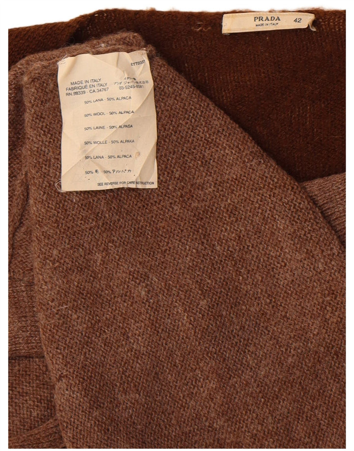 Pulover cardigan Prada pentru femei IT 42 Maro Mediu Lână Alpaca Colorblock