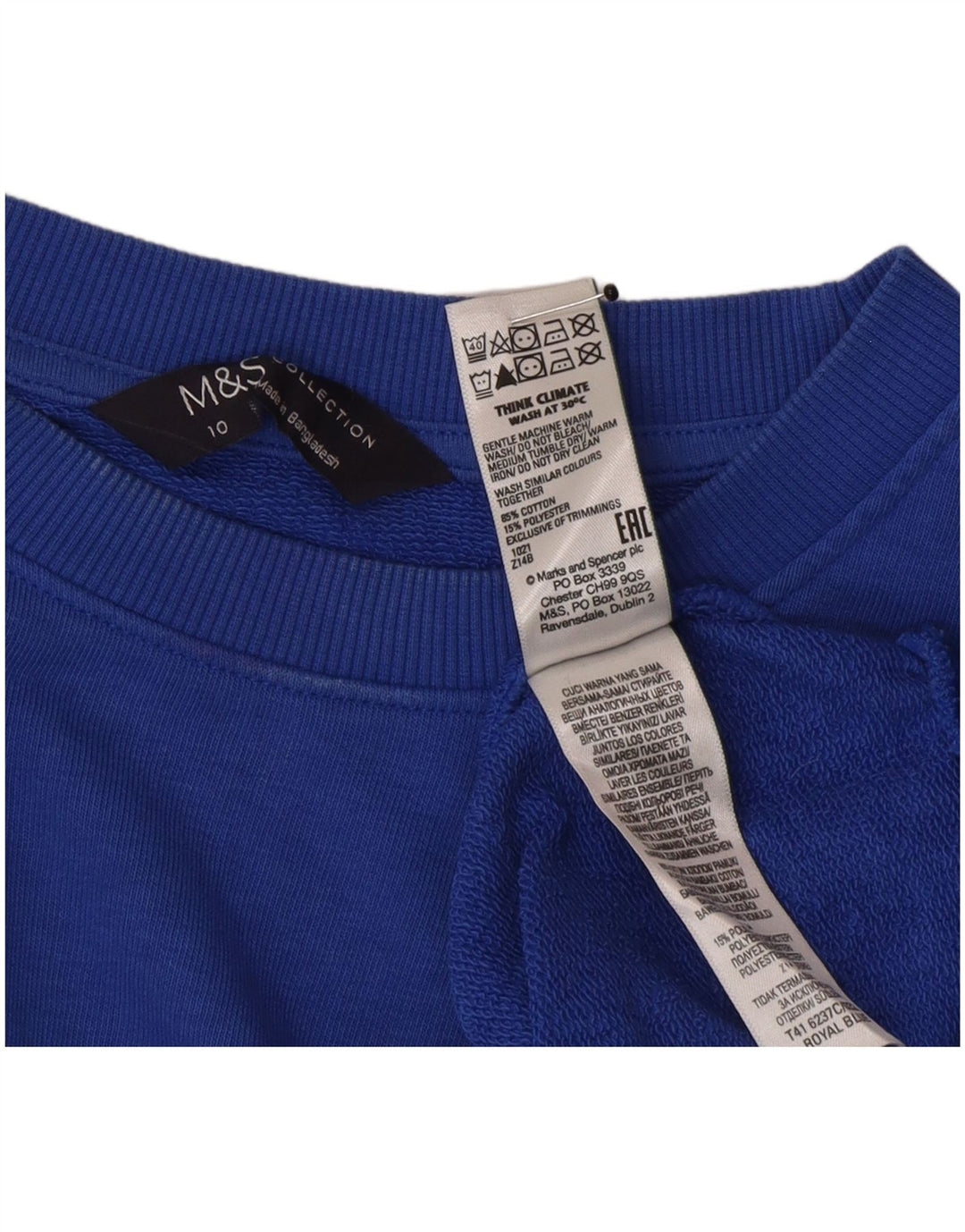 Pulover supradimensionat pentru femei Marks & Spencer UK 10 Bumbac albastru mic