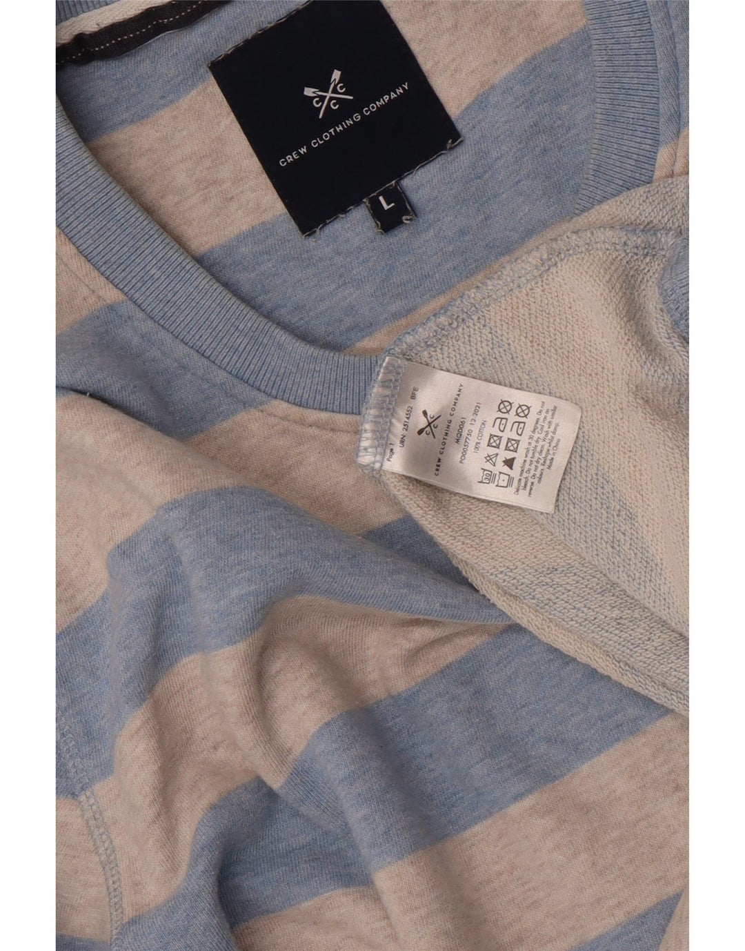 CREW CLOTHING Hanorac pentru bărbați Pulover mare din bumbac cu dungi gri