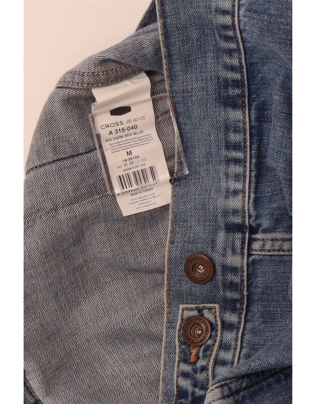 CROSS JEANS Jachetă de blugi pentru bărbați UK 38 Bumbac albastru mediu