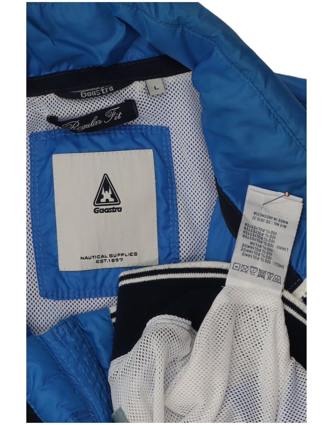 Jachetă de ploaie cu glugă pentru bărbați Gaastra, cu formă regulată, UK 40, mare, albastră, poliamidă