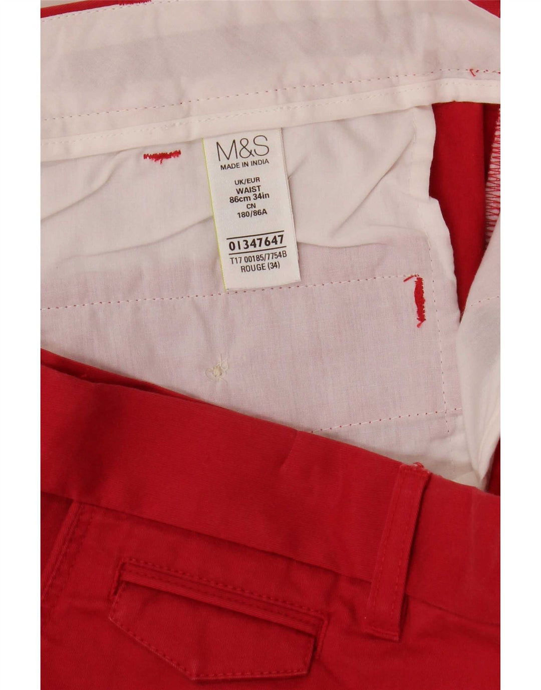 Pantaloni scurți chino pentru bărbați Marks & Spencer W34, bumbac roșu mare