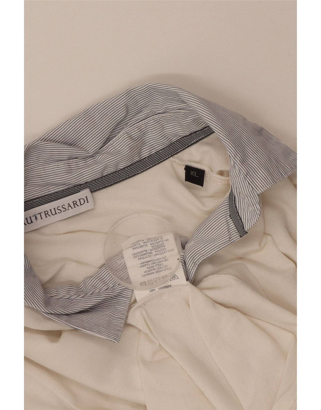 TRUSSARDI Tricou polo Rugby cu mânecă lungă pentru femei UK 18 XL Bumbac alb