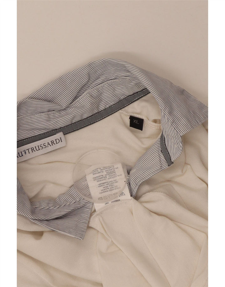 TRUSSARDI Tricou polo Rugby cu mânecă lungă pentru femei UK 18 XL Bumbac alb