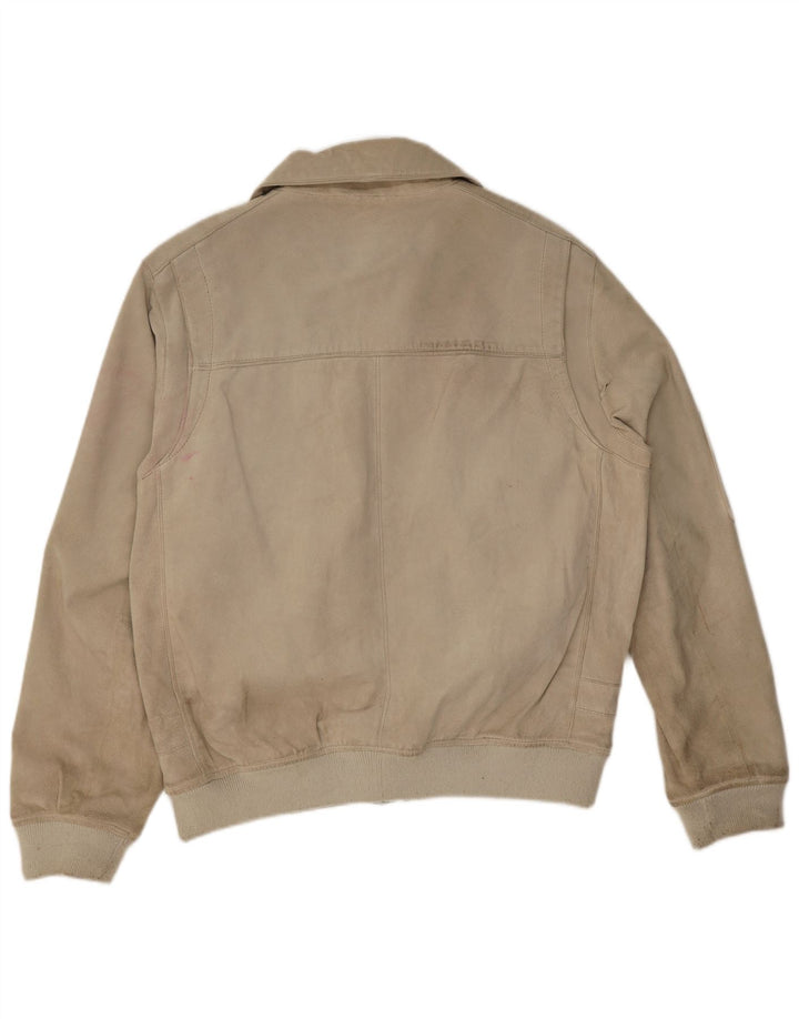 Geaca Bomber de piele intoarsa pentru barbati Heine UK 44 2XL piele bej