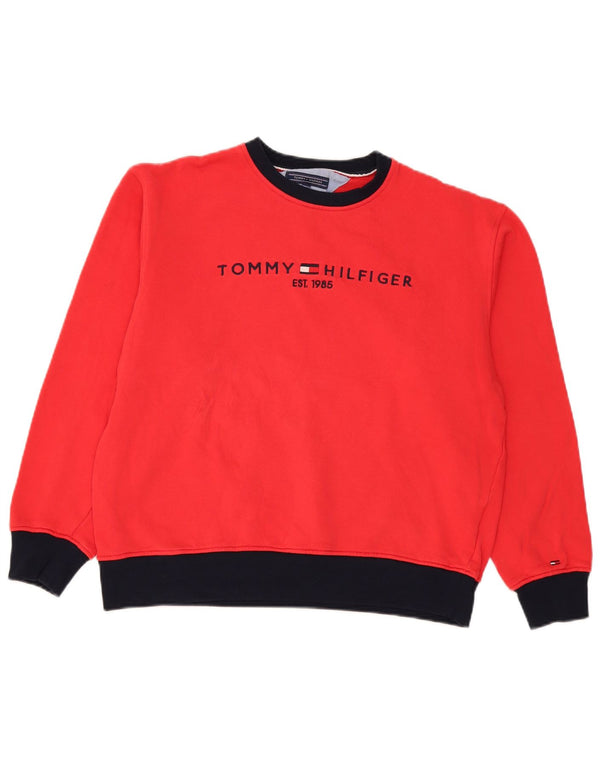 Pulover cu grafic pentru femei Tommy Hilfiger, UK 18 XL, bumbac roșu
