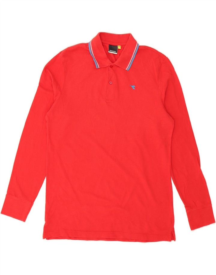 DIADORA Mens Long Sleeve Polo Shirt 2XL Red Vintage Diadora and Second-Hand Diadora from Messina Hembry 