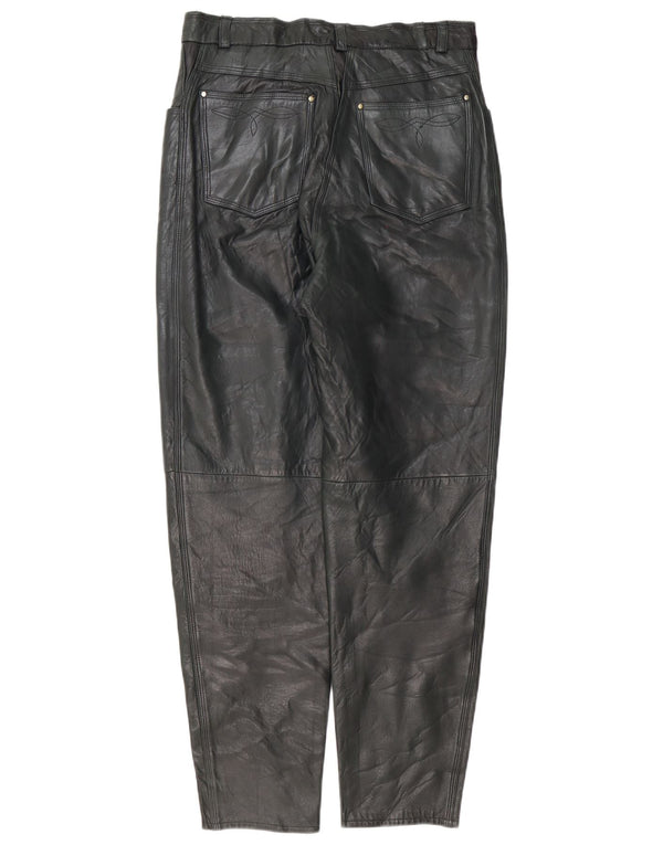 Pantaloni conici din piele vintage pentru femei IT 42 Medium W30 L30 Negru