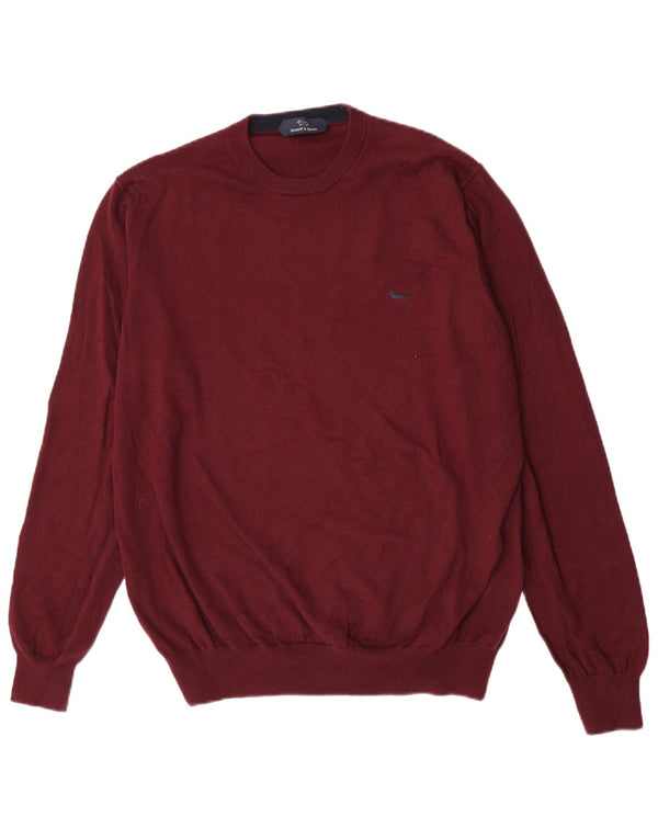 Pulover Harmont & Blaine pentru bărbați, cu gât crew, bumbac burgundă 2XL