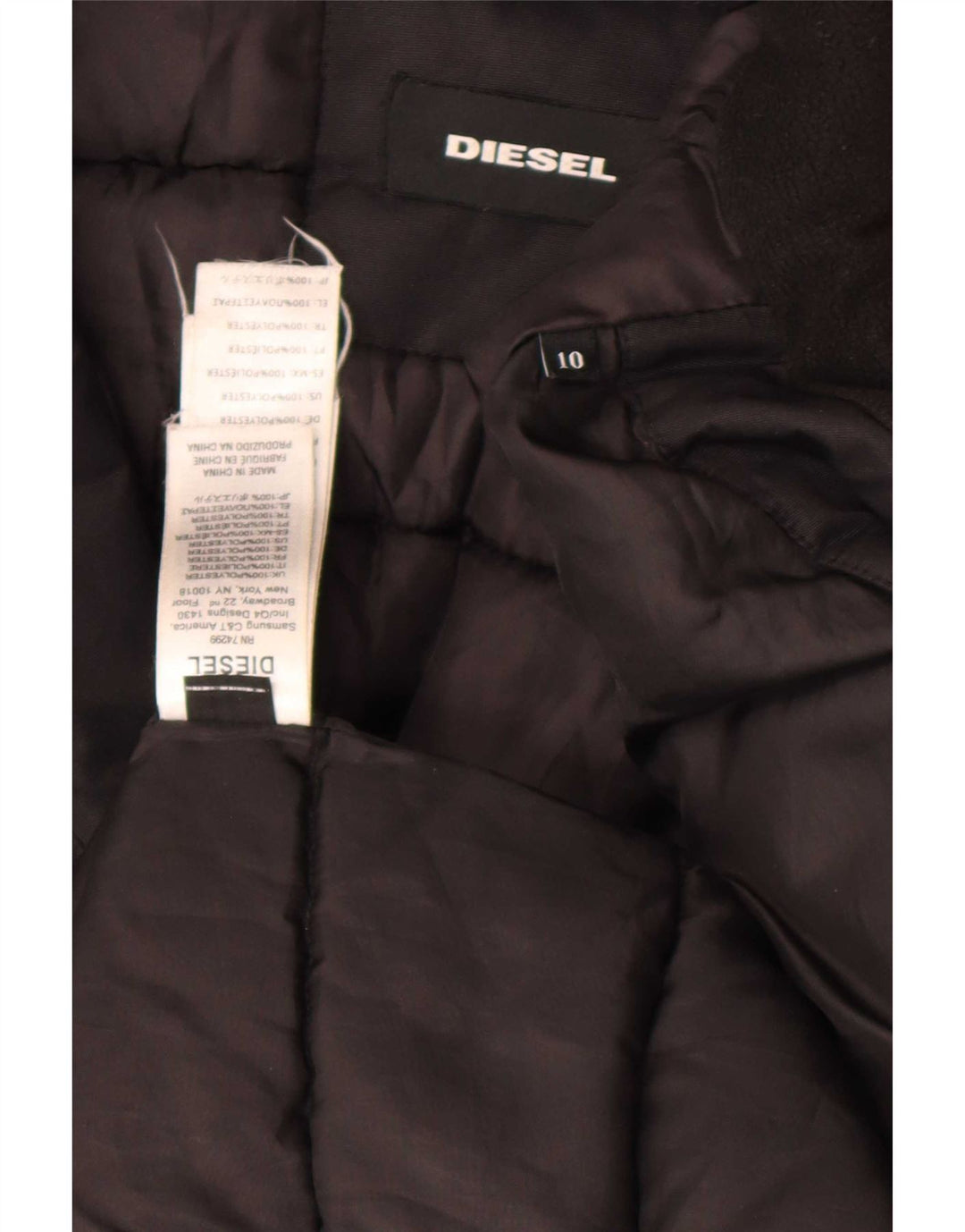 Jachetă parka cu glugă pentru fete Diesel 9-10 ani poliester negru