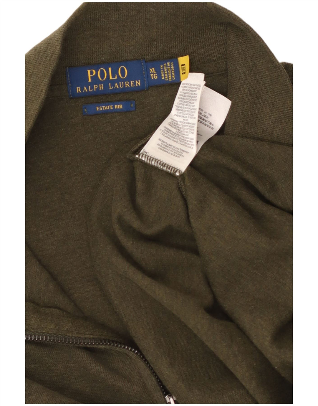 POLO RALPH LAUREN Pulover pentru bărbați, cu fermoar, cu gât, bumbac XL kaki