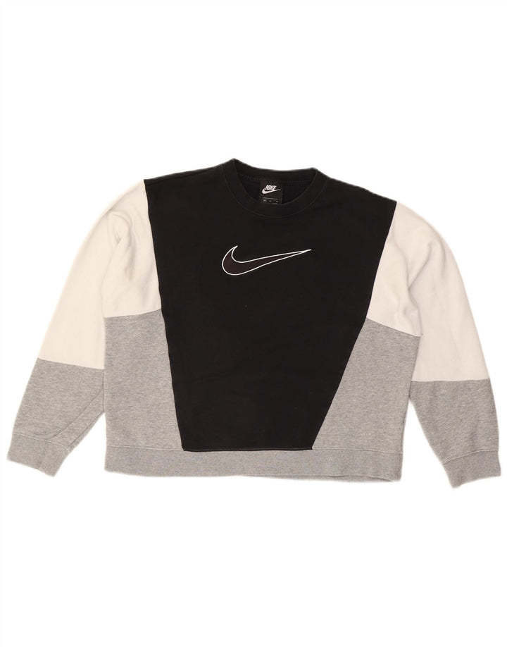 NIKE Womens Crop Oversized Sweatshirt Jumper UK 14 Medium Black