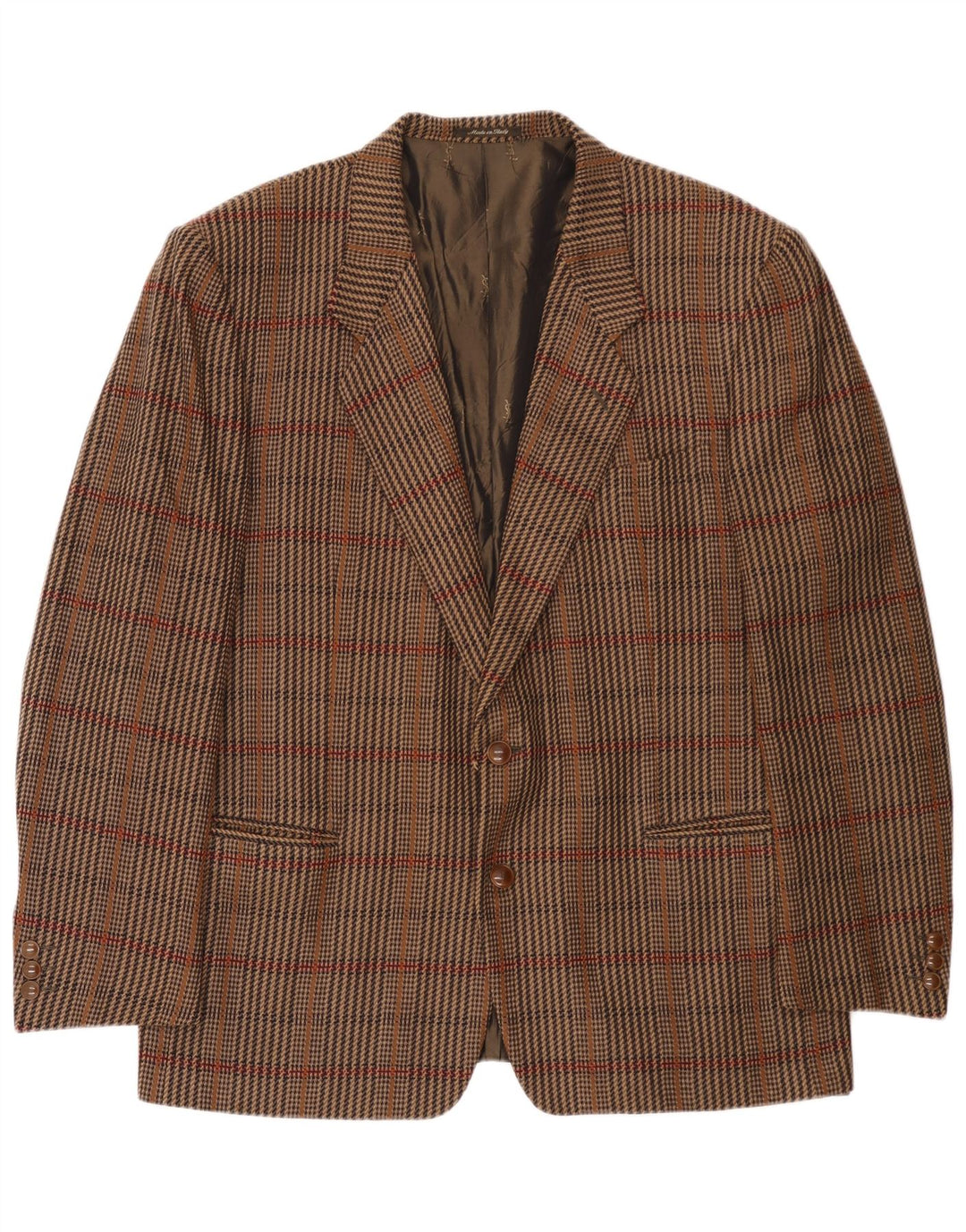 Jachetă Yves Saint Laurent pentru bărbați, cu 2 nasturi, IT 56 3XL, lână cu carouri maro