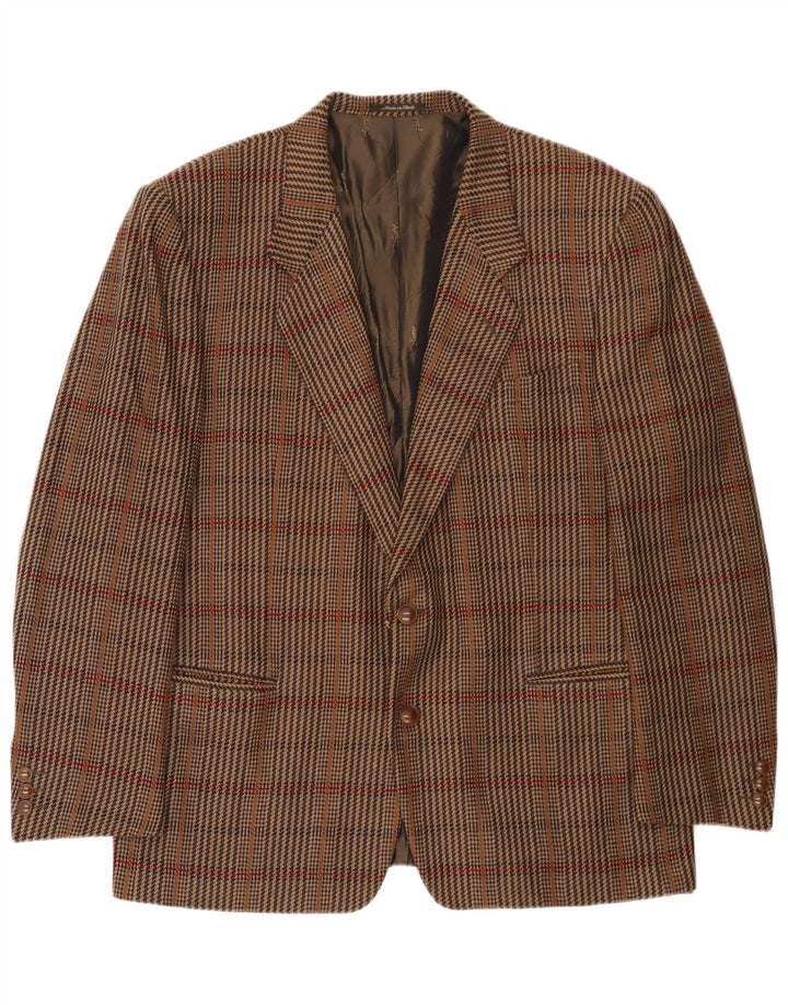 Jachetă Yves Saint Laurent pentru bărbați, cu 2 nasturi, IT 56 3XL, lână cu carouri maro