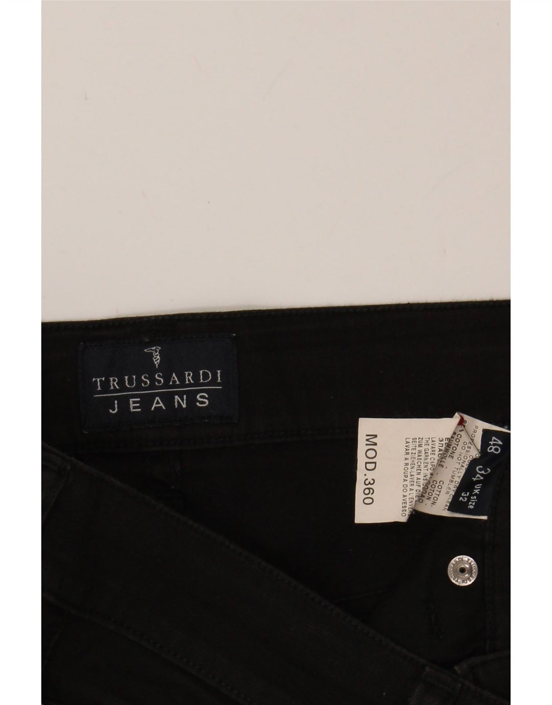 TRUSSARDI Mens Straight Jeans W32 L27  Black Cotton Vintage Trussardi and Second-Hand Trussardi from Messina Hembry 