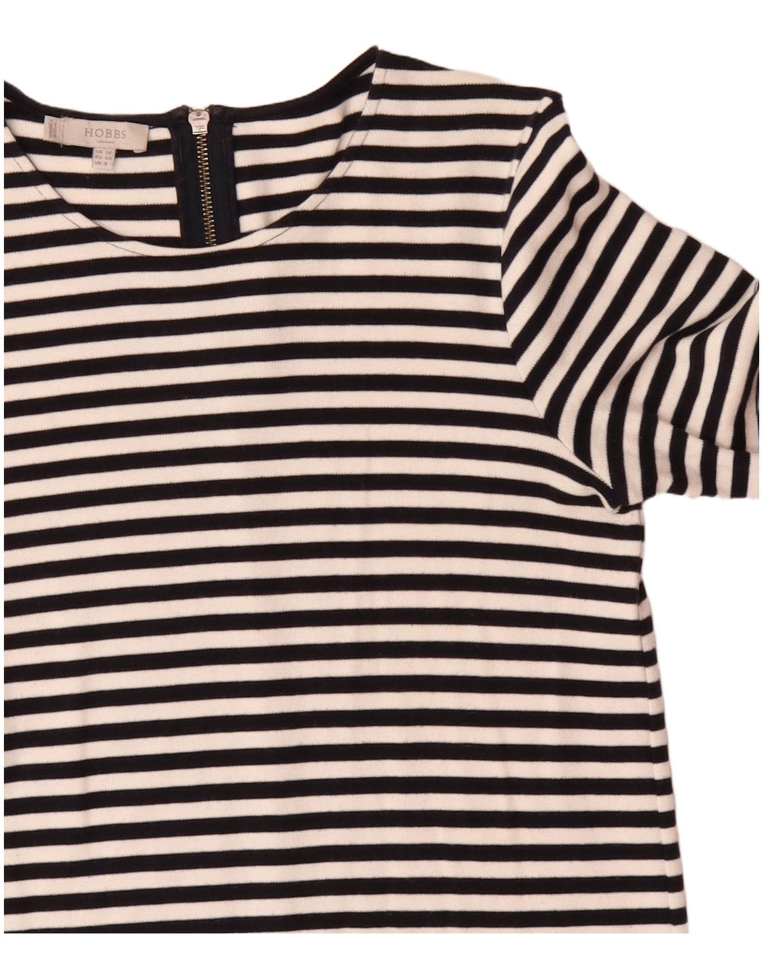 Rochie Hobbs pentru femei cu mâneci 3/4, UK 12, bumbac cu dungi negre medii