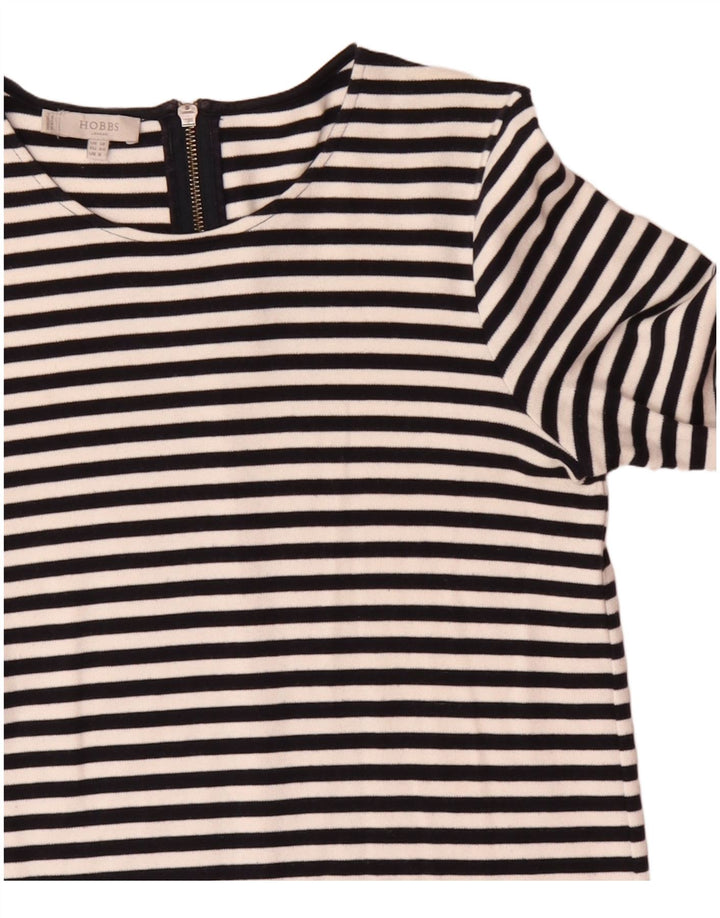 Rochie Hobbs pentru femei cu mâneci 3/4, UK 12, bumbac cu dungi negre medii