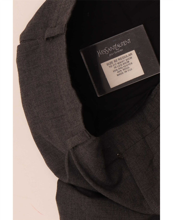 Pantaloni drepți Yves Saint Laurent pentru bărbați L36 L30 poliester gri