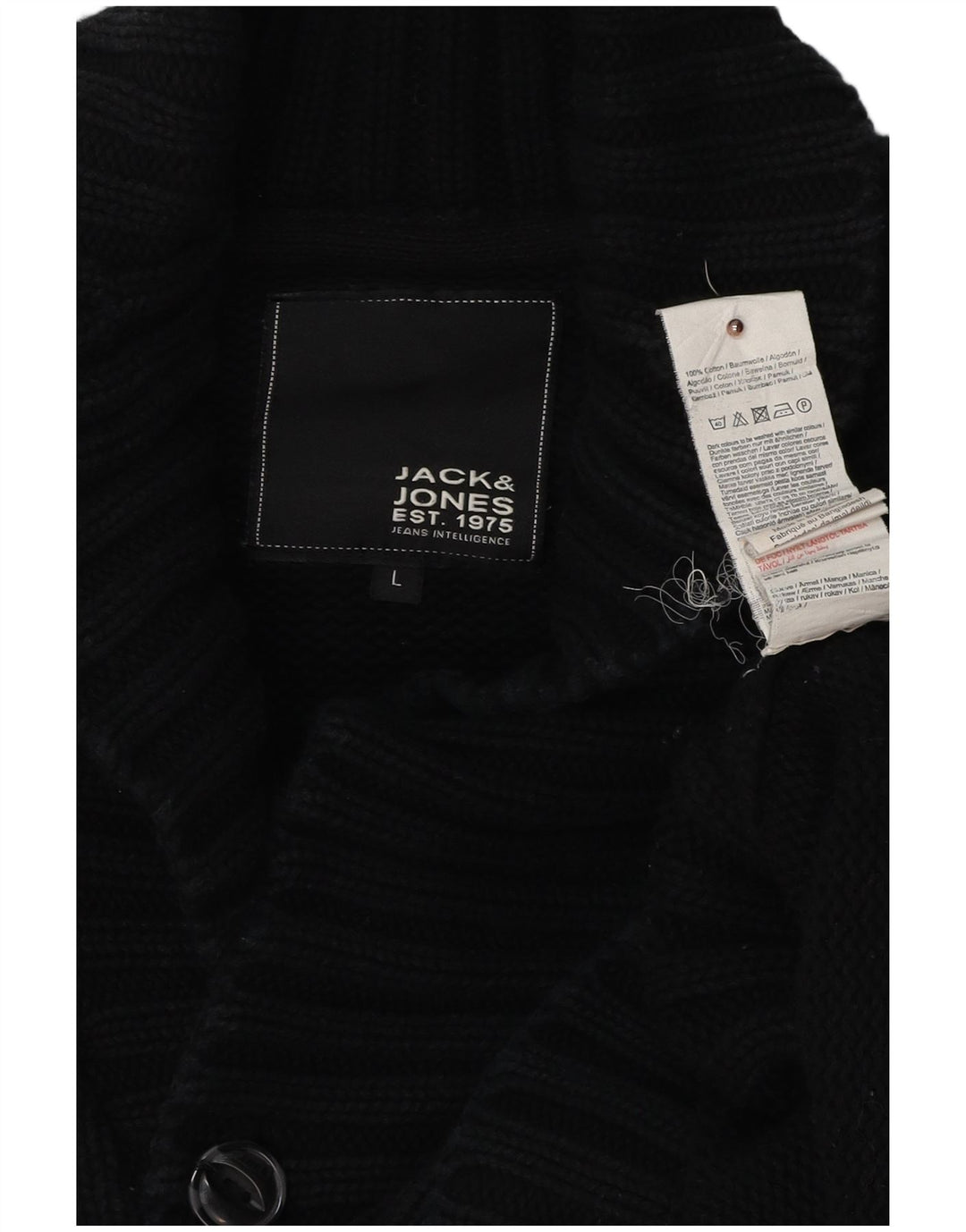 Pulover cardigan pentru bărbați JACK & JONES, bumbac negru mare