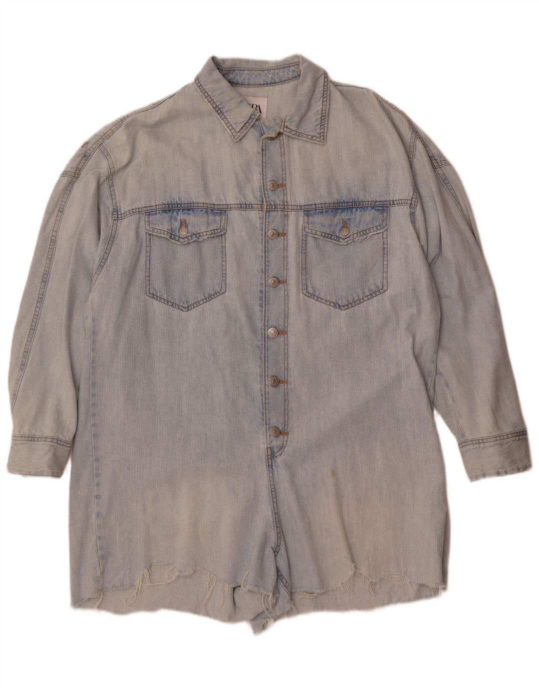 Combi Zara pentru femei supradimensionat din denim UK 16, mare, albastru, bumbac