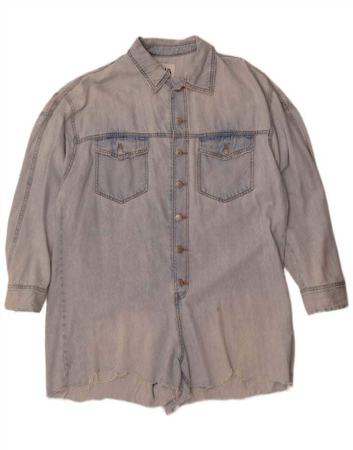 Combi Zara pentru femei supradimensionat din denim UK 16, mare, albastru, bumbac