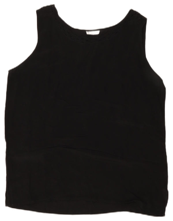 Bluză fără mâneci pentru femei VINTAGE UK 14 Mătase medie neagră